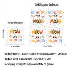 20/10 piezas Juego de vajilla con temática de gato, incluye platos, vasos, servilletas, decoraciones de cumpleaños con temática de gato. Platos de 7 pulgadas, platos de 9 pulgadas, vasos de papel de 9 onzas, servilletas. Decoración de mesa para fiesta de cumpleaños con temática de gato, fiesta de cumpleaños, fiesta temática - Multicolor - Ver 6