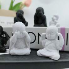 Bộ 3 tượng Thiền sư Ba nhà sư thông thái, Tượng Thiền sư thu nhỏ in 3D, "Không nhìn điều ác, không nghe điều ác, không nói điều ác", Tượng Phật giáo cổ điển sáng tạo, Thích hợp cho gia đình, văn phòng, trang trí phòng trà, phòng ngủ, văn phòng, đồ trang trí Phật hoạt hình trên ô tô, bể cá, bàn cà phê, cây cảnh, lý tưởng làm quà tặng năm mới và sinh nhật - Nhiều màu - Xem 5