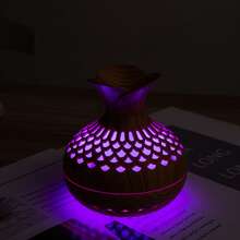 1pc Minimalist Floral Humidifier, 7-Color Hollow Creative Vase Shape, Light And Dark Wood Grain Colors, Suitable For Home, Bedroom, Living Room, Office, Car, USB Interface, Aromatherapy Mist Spray - Multicolor - View 5