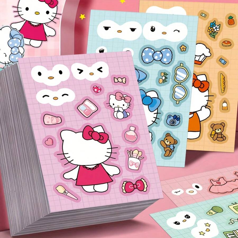 Sanrio 8pieces Of Cartoon Sanrio Costume Stickers, Hello Kitty Puzzle Costume Stickers, Handmade Account Stickers, Decorative Luggage, Guitar, Phone Case, Laptop, Perfect Party Gifts, Fans' Holiday Gifts.