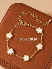 1 pieza Brazalete minimalista de moda con flor de 5 pétalos, diseño clásico elegante, apto para uso diario, gran regalo para amigos