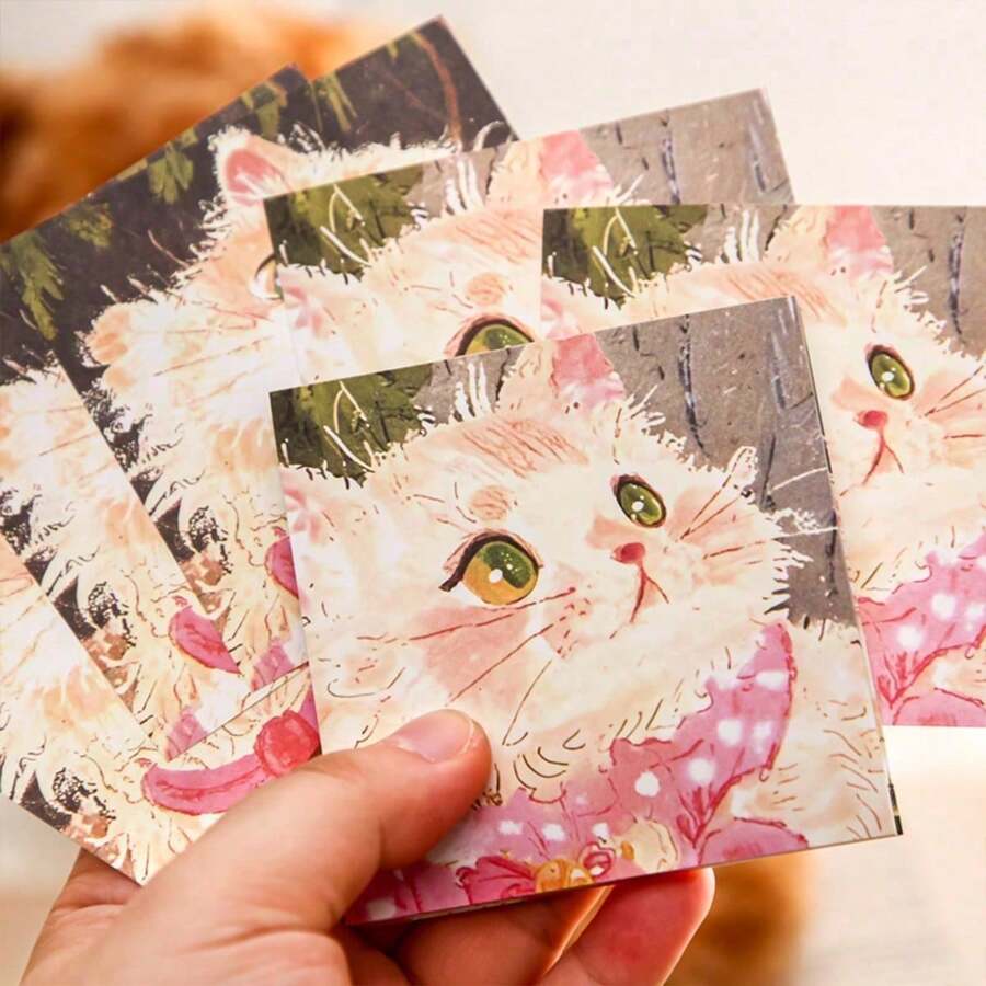 2 szt./zestaw notesów z rysunkowym kotem, urocze, estetyczne ilustracje, samoprzylepne karteczki dla uczniów, odpowiednie na powrót do szkoły, ukończenie szkoły, Boże Narodzenie, urodziny, Dzień Dziecka, prezenty dla dziewcząt, studentów, artykuły papiernicze, notatnik, pamiętnik, upominki na przyjęcia, organizacja biurka