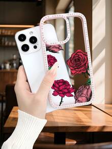 Vintage-Handyhülle mit rotem Rosenblumen-Gravurmuster, romantischer, eleganter Stil, Blumendruck, Premium-Schutzhülle für den täglichen Gebrauch, kompatibel mit iPhone 17promax/17pro/17/17Air/16promax/16pro/16plus/16/15promax/15pro/15plus/15/14promax/14pro/14plus/14/13promax/13pro/13/12promax/12pro/12/11promax/11
