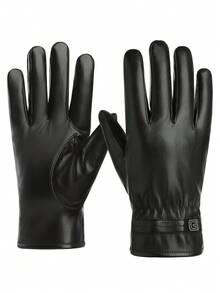 1 par de guantes cálidos para hombre para otoño/invierno, forrados térmicos, material de PU, con dedos compatibles con pantalla táctil, adecuados para ciclismo al aire libre, conducción, uso diario - Estilo B - Ver 19