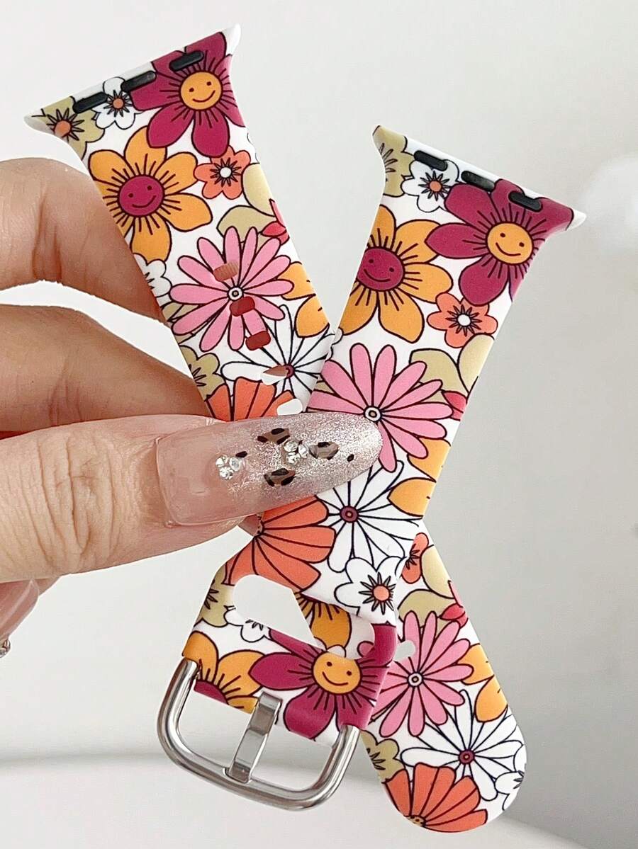 1pc Sunflower Print Silicone Watch Bands Compatible With Apple Watch Band 38mm 40mm 41mm 42mm 4mm 45mm 49mm (S10 42 )Mm (S10 46)Mm Women,Fashion Floral Design Comfortable Replaceable Waterproof Sports Strap Compatible With Iwatch Series 11 Ultra 3 SE3 Ultra 2 S10 SE2 9 8 7 SE 6 5 4 3 2 1, Sporty & Fashionable Smart Watch Strap, Women Watchbands, Fine Women Fashion Watch Accessories