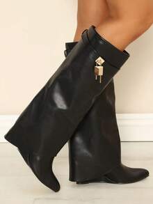 Over-The-Knee Boots For Women, New Autumn/Winter Slim High Heel Chunky Heel Fold-Over Boots