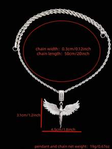 1pc Cubic Zirconia Angel Shaped Pendant & 1pc Stainless Steel Twisted Chain Necklace, Unisex Hip Hop Punk Pendant Necklace, Fashionable Vintage Jewelry, Suitable For Daily Wear Or Parties, Gift For Valentine - Yellow Gold - View 11