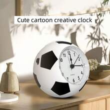 1pc Football Alarm Clock, Silent Movement Desk Clock, 3D Plastic Football Shaped Bedside Clock, Cartoon Cute Student Clock, Suitable For Home, Room, Bedroom Decor
