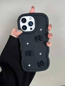 1pc Wavy Dopamine Cute Mini Bow Faux Pearl Phone Case Compatible With IPhone 17/Redmi Note 11 4G/Galaxy A55/Infinix Note 30/ Moto E30/Camon 20/Camon 20 Pro 4G/Spark 8C/Spark Go 2022/Smart 7, Smart 8