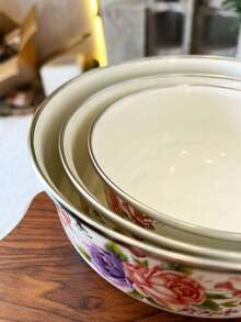 3个便携式午餐盒，适用于新鲜蔬果、冷冻食品、洗碗机适用午餐碗，带盖；时尚搪瓷碗，适用于汤、沙拉等。