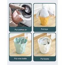 Bathroom Trash Can Simple Style Plastic Bedroom Living Room Trash Bin Creative Home Round Living Trash Can Bathroom Trash Can Office School Waste Paper Basket Kitchen Trash Can - Multicolor - View 5