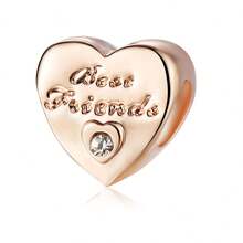 1pc Rose Gold Plated Beaded Pendant, Styles Include Heart, Ginkgo Leaf, Key, Travel, Snowflake, Etc. Suitable For Customizing Existing Bracelets And Necklaces With DIY Decoration. - Rose Gold - View 14