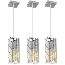 YQYYFC Chrome Pendant Lighting Modern Pendant Light, Mini Crystal Chandeliers,Adjustable Pendant Light Fixture For Kitchen Island Dinning Room Bedroom (3 Pack) - Chrome - 查看 11