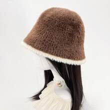 1pc, Ladies' Soft Plush Bucket Hat, Autumn And Winter Warm Headwear, Ladies' Christmas Gift, Charming Outdoor Accessory. Winter Gear