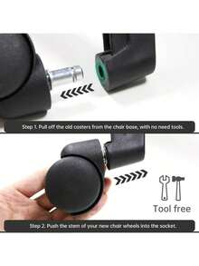 Universal Swivel Caster Wheels For Office Chair, Quiet Rolling Casters For Computer Desk Chair - 5PCS - View 2