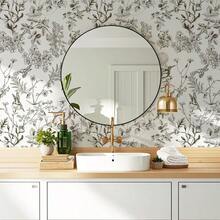 Peel And Stick Wallpaper Floral Birds Contact Paper Black And White Wall Paper Peel And Stick Modern Boho Removable Self Adhesive Wallpaper Vinyl Rolls 118"X17.3" - ĐenTrắng - Xem 3
