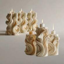 1pc Wave Pillar Incense Wax Candle Silicone Mold, DIY Decorative Plaster Ornament Suitable For Various Festivals, Birthdays, Home Decor