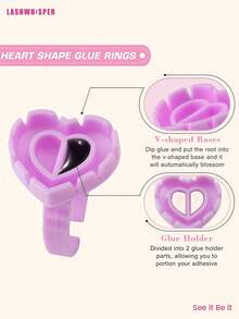 50/100/200/300/500/600/700支装心形睫毛胶收纳盒，睫毛嫁接用品，加厚扇形托盘 - 彩色 - 查看 3