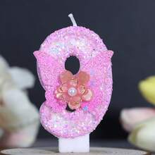 1 件生日数字蜡烛，粉色蝴蝶生日蜡烛蛋糕，亮片蜡烛蛋糕装饰，适合女孩和女士的周年庆典物品 - 彩色 - 查看 17