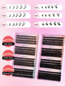 632/570 Stück Wimpernverlängerungs-Set, DIY Wimpernverlängerungs-Set mit einzelnen Wimpern-Clustern D-Krümmung, Wimpern-Cluster mit Wimpern-Kleber und -Versiegelung sowie Wimpern-Applikator-Pinsel für Selbstanwendung zuhause (30D-40D-50D-60D-80D-100D) Wimpern-Cluster-Set, geeignet für Reisen, täglichen Gebrauch für Anfänger, Hochzeiten, Dates, Partys, Festivals, sehr geeignet als Weihnachts-/Halloween-/Geschenk-Wimpernbündel