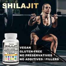 Suplemento de Shilajit de máxima potencia con algas marinas, ashwagandha y multiminerales: favorece la función cerebral y  niveles de energía - 120 cápsulas - 1 botella - Ver 6