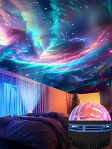 Máy chiếu cực quang đa năng Northern Lights - Đèn sao dùng nguồn USB với 7 mẫu màu, điều khiển từ xa và dây điện, thiết kế để bàn với giá đỡ có thể tháo rời, điều khiển từ xa, nhựa màu đen không có pin - Q6 đen - Xem 4