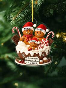 Personalized Family Name Ornament Custom Text Christmas 2025 Gingerbread Family Decoration Holiday Tree Hanging Ornament Winter Keepsake Gift For Parents Kids Friends Home Decor Personalized Ornament Fashionable Holiday Decoration Stocking Stuffer Gift Exchange Family Name Ornament