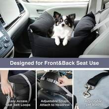 HAZOOWILL HazoWill 二合一宠物车载座椅，便携式可拆卸旅行增高垫，适用于小型犬和猫，柔软可转换床，透气夏季设计，可调节牵引绳和安全带扣，适用于前排和后排座椅
