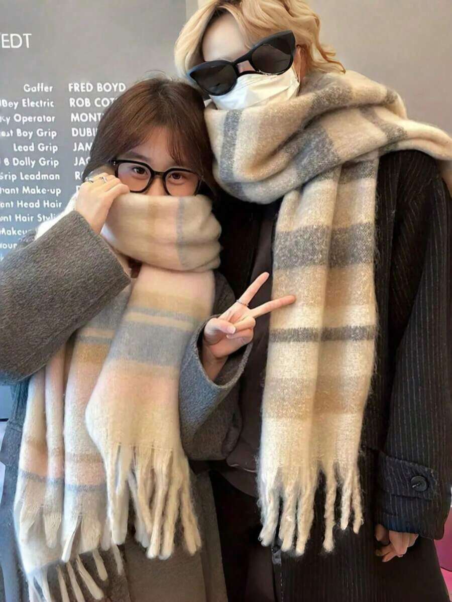 1 件优雅男士针织流苏围巾 - 舒适、防风、保暖，适合秋冬季 | 男女皆宜的理想节日礼物，冬季