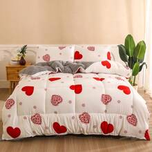 1pc Printed Thick Blanket, Reversible, Soft And Comfortable - Love White - View 14