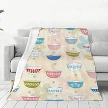 Vintage Pyrex Bowls Collection Blanket Flannel Super Soft Sofa Throw Blankets For Couch Bedding Office Throws Bedspread Quilt - màu đen - Xem 1