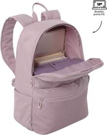 Mochila Mediana Porta Lap 13" – Con Bolsillo para Botella – 13L – Diseño Ergonómico y Organizador Interno, Rosa Claro - 1 - Ver 5