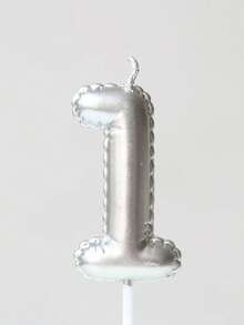 Silver Floral Garland Balloons, Painted Birthday Numbers 0-9, Birthday, Anniversary, 1st Birthday Party Cake Decor Candles