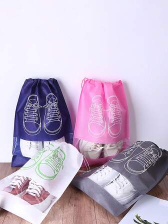 Non-Woven Drawstring Shoe Bags, Home & Travel Storage Bags, Dust-Proof, Moisture-Proof