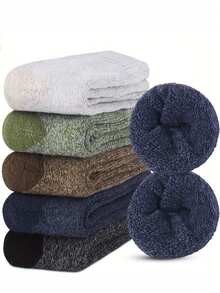 5 Pairs Men's Socks, Soft & Warm Winter Casual Socks, Suitable For Indoor And Outdoor, Hiking