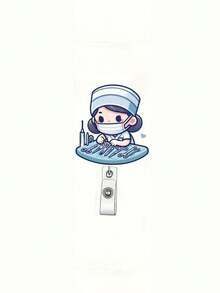 2D Flat Acrylic Nurse Girl ID Card Holder - Retractable Badge Reel, Durable Tag, Suitable For Medical Students And Practicing Nurses - Durable PMMA Material, For Workplace Identification, Medical Tag Clip | Fun Design | Durable Acrylic Material, Nurse Accessories, Back To School, Teacher Gift - Multicolor - View 10