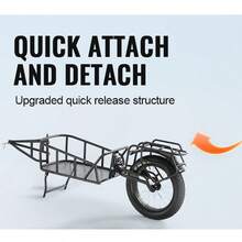 Remolque de carga para bicicletas, capacidad de carga de 70 libras, carro para bicicletas de servicio pesado, almacenamiento compacto y estructura de liberación rápida con enganche universal, ruedas de 20 pulgadas, se adapta a la mayoría de las ruedas de bicicleta, marco de acero al carbono - 70 libras - Ver 6