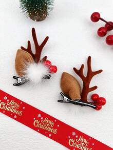 1 Pair Christmas Deer Antlers Street Style Metal Alloy Hair Clips Duck Mouth Clips Suitable For Christmas Wear - Multicolor - View 2