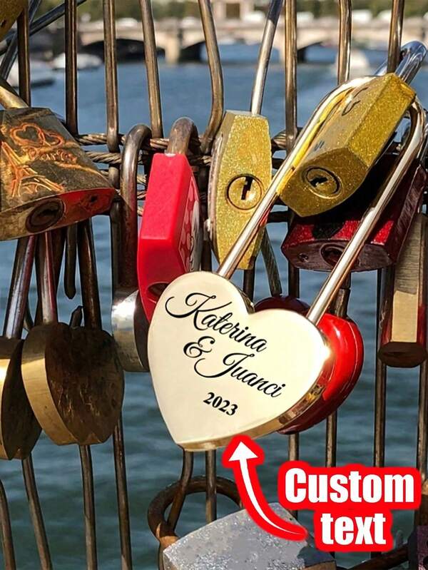 1 Piece, Custom Product Personalized Engraved Long Lock, A Personalized Valentine's Day Gift For Him, A Unique Love Lock, The First Valentine's Day Gift, Valentine's Day Gift For Husband, Wedding Lock Key Gift Box With Key. Custom Travel Lock