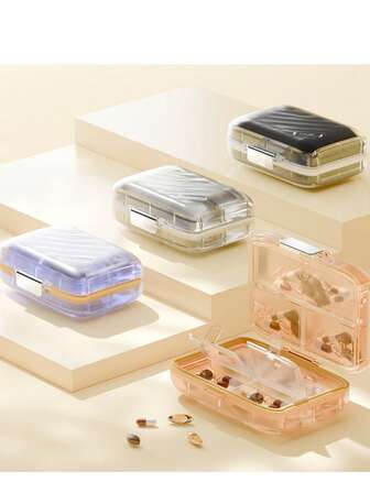 7-Compartment Portable Travel Medicine Box With 7-Day Pre-Filled Compartments, Detachable Individual Slots, And Leak-Proof Sealing