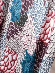 Women's Retro Floral All-Over Print Single-Breasted Top And Fish Tail Midi Skirt, Casual Bohemian Elegant Suit - Multicolor - View 9