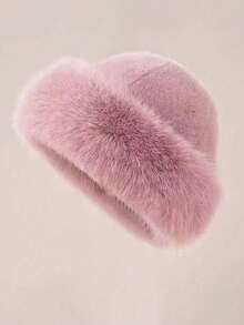 1pc Women's Fluffy Winter Hat, Warm Lining Hat For Autumn/Winter, European & American Korean Style Warm Headwear, Solid Color Cute Versatile, Thick Design, Fashionable Appearance, Thick Mongolian Style, Provides Comfortable Warmth For Outdoor Activities In Cold Weather. - Multicolor - View 5