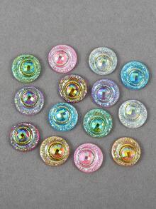 50 piezas/paquete, Rhinestones de resina redondos de 14 mm, Rhinestones de resina coloreados y con efecto AB, Rhinestones de resina de fondo plano para decoración DIY en ropa, bolsos, zapatos y manualidades