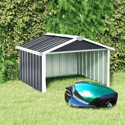 vidaXL Garden Robot Lawnmower Shed Storage House Patio Garage Galvanized Steel