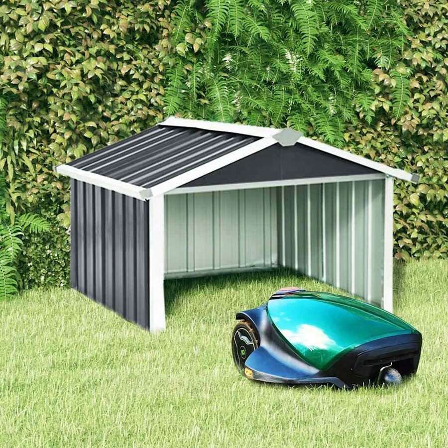 vidaXL Garden Robot Lawnmower Shed Storage House Patio Garage Galvanized Steel - Anthracite - View 1