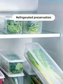 Awaoko 4个长方形食品储物盒，可重复使用的塑料冰箱收纳盒，用于存放葱、欧芹、香菜、大蒜、面条、鸡蛋等，带盖，建议手洗，厨房必备，返校季好物，食品储物厨房用品，厨房配件，厨房工具