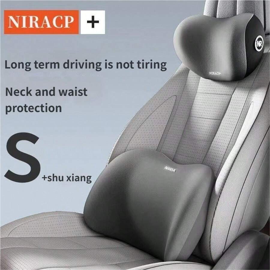 Memory Foam Car Neck & Lumbar Support Pillow Set - Headrest, Lumbar And Shoulder Pillows, Suitable For Car Or Home Use