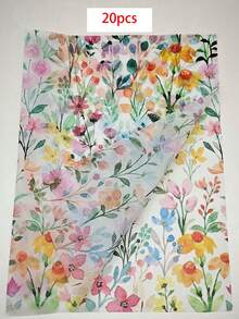 20/10/1張鬱金香花紋面紙，50*35cm (19.7in*13.78in)，適用於DIY手工藝，尤加利花紋面紙，復古宮殿游泳泉景禮品包裝紙，春季派對包裝紙 - 彩色 - 查看 4