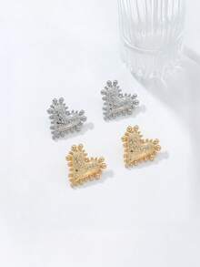 2 pezzi Orecchini vintage a forma di cuore con bordi asimmetrici sferici, accessorio essenziale per casual, pendolarismo, appuntamenti, adatto per donne, uso quotidiano, vacanze, feste, regalo