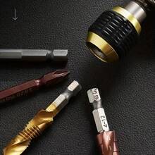 1/2 Bộ chuyển đổi mũi khoan chuôi lục giác thay đổi nhanh - Vừa vặn 1/4", Không cần nguồn điện, Kết cấu kim loại bền, Thiết kế đen và vàng, Thuận tiện cho các dự án cải thiện nhà cửa, Khoan thủ công | Bộ chuyển đổi chuôi lục giác | Kết cấu kim loại bền - Nhiều màu - Xem 2